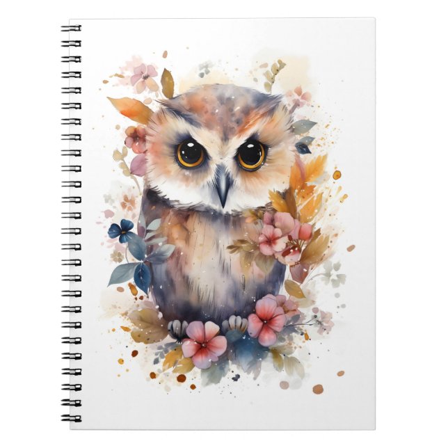 Niedliches Forest Baby Owl mit Blume für Kinderzim Notizblock (Vorderseite)
