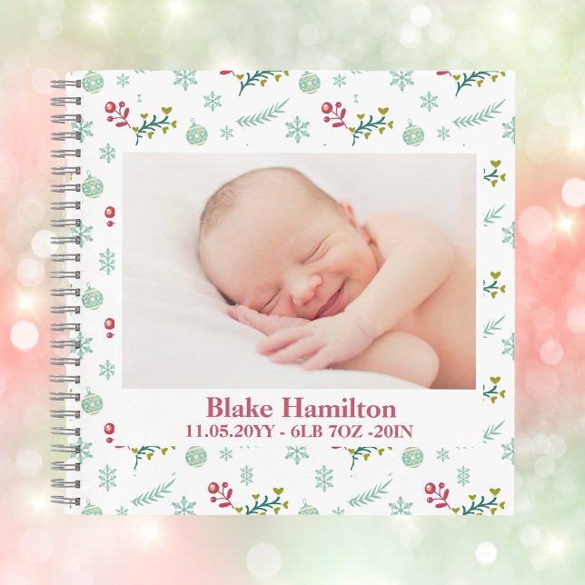 Niedliches Foto Baby Keepake 1 Jahr Erinnerung Notizbuch (Cute Christmas Photo Baby Keepsake 1st Year Memory Notebook
)