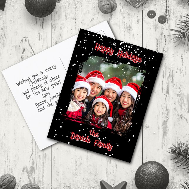 Niedliches Foto der Weihnachtsschneefamilie Postkarte (Von Creator hochgeladen)