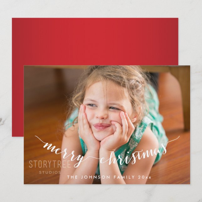 Niedliches Foto Frohe Weihnachtskarten Feiertagskarte (Vorne/Hinten)