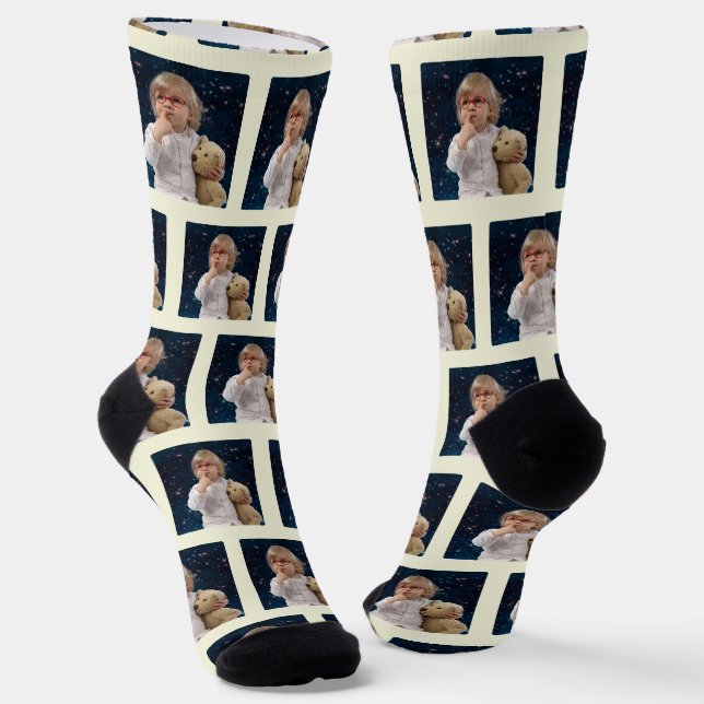 Niedliches Foto für die Farbbeige Kids Socken (Gewinkelt)