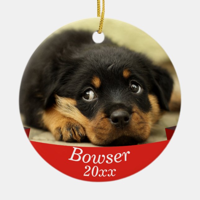Niedliches Foto für Haustiere mit Datum Weihnachte Keramik Ornament (Vorne)