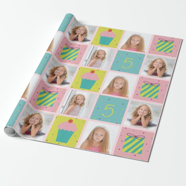 Niedliches Foto Geburtstags individuelles Wrapping Geschenkpapier (Ungerollt)