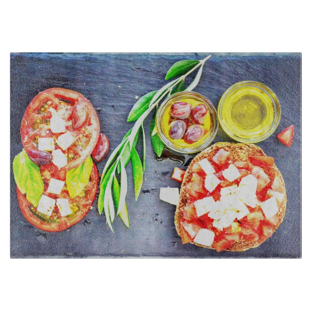 niedliches Foto "Griechische und mediterrane Ernäh Schneidebrett (Vorderseite)