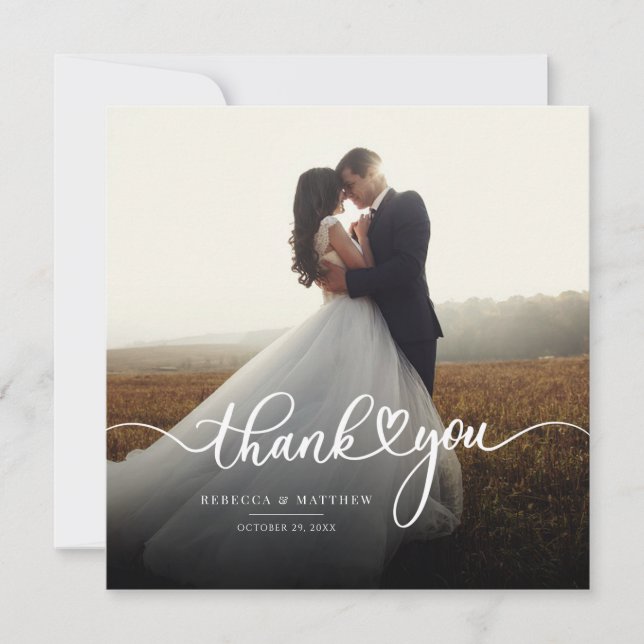 Niedliches Foto handgeschriebene Hochzeit Vielen D Mitteilungskarte (Vorderseite)