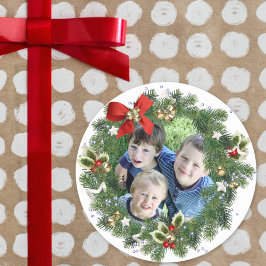 Niedliches Foto im Weihnachtsschaden im Urlaub Runder Aufkleber
