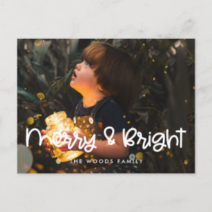 Niedliches Foto Merry and Bright Holiday Postkarte