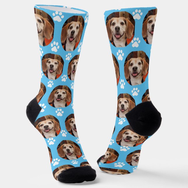 Niedliches Foto mit Paw-Druck, Hund oder Katzenbla Socken (Gewinkelt)
