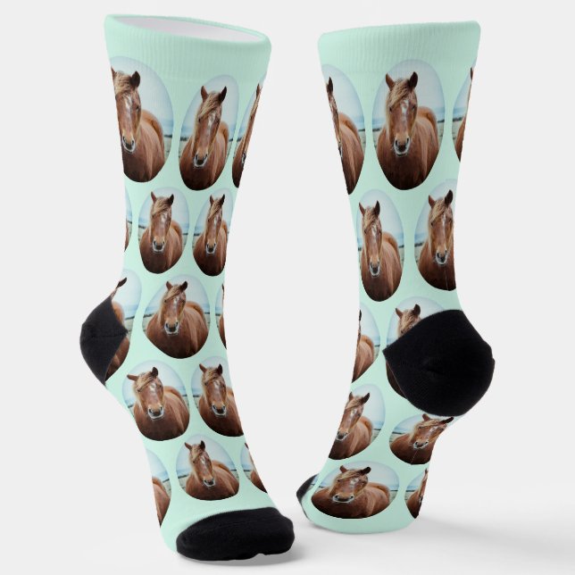 Niedliches Foto Pfefferminzgrün Oval Pet Socken (Gewinkelt)
