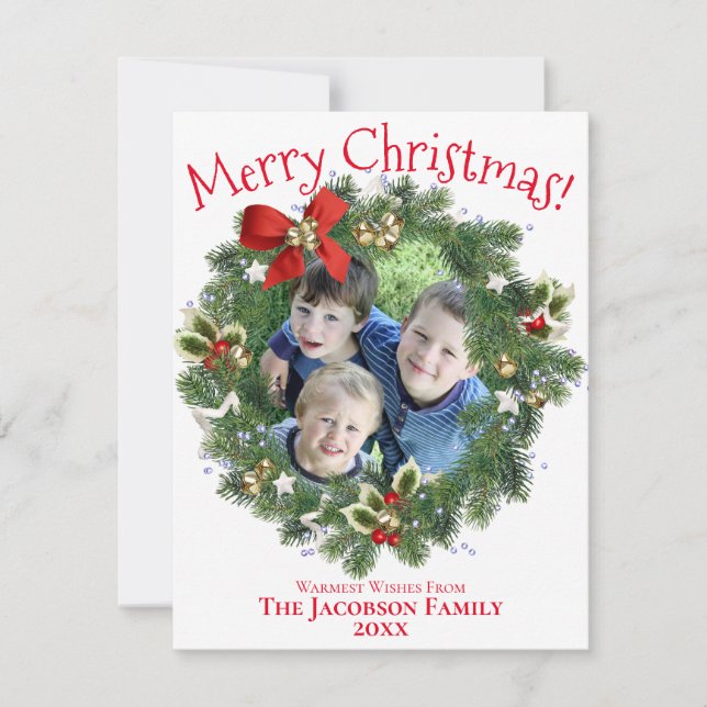 Niedliches Foto Rahmen Frohe Weihnachtswohnung Feiertagskarte (Vorderseite)