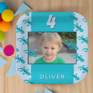 Niedliches Foto von Gecko Lizard Kid's Geburtstags Pappteller