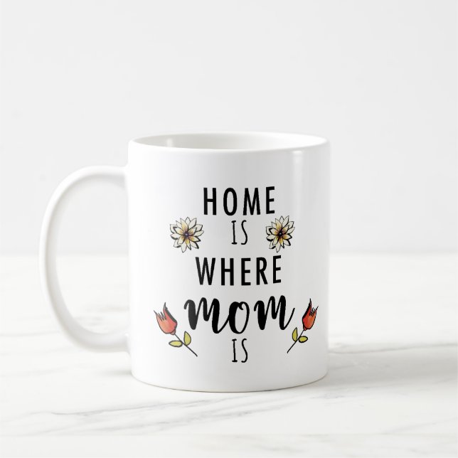Niedliches Foto Zuhause ist Wo Mama ist Kaffeetasse (Links)