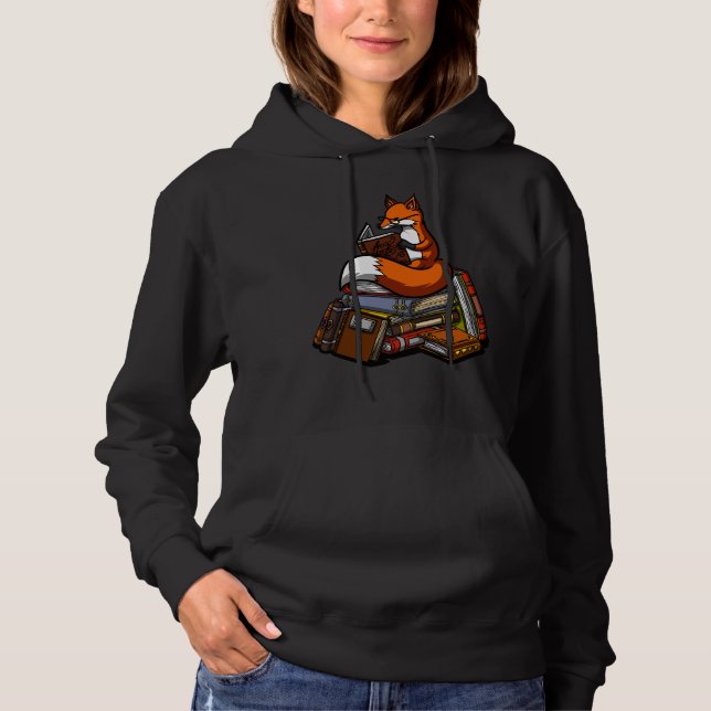 Niedliches Fox Book Reading Animal Hoodie (Vorderseite)