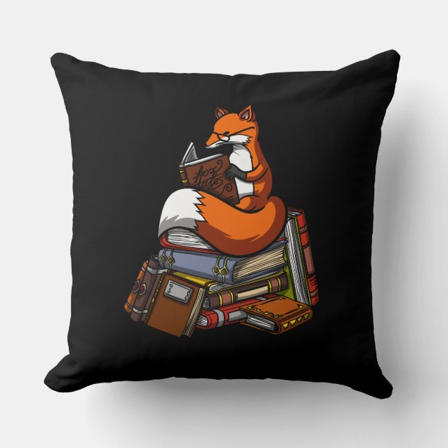 Niedliches Fox Book Reading Animal Kissen (Vorderseite)