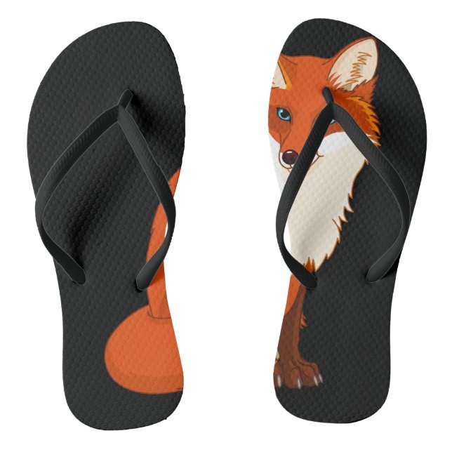Niedliches Fox-Sitzen drehen Reinfälle um Flip Flops (Fußbett)