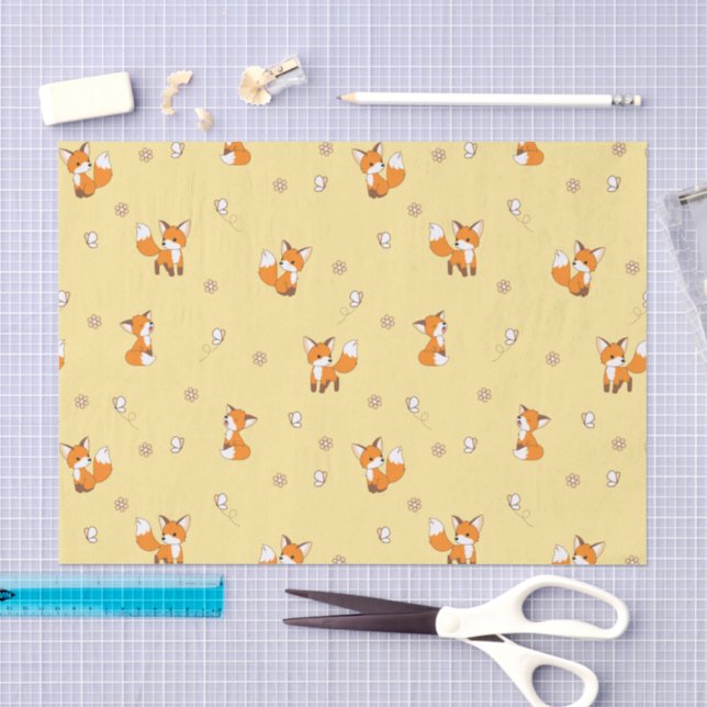 Niedliches Foxgelbes Muster Seidenpapier (Handwerk)