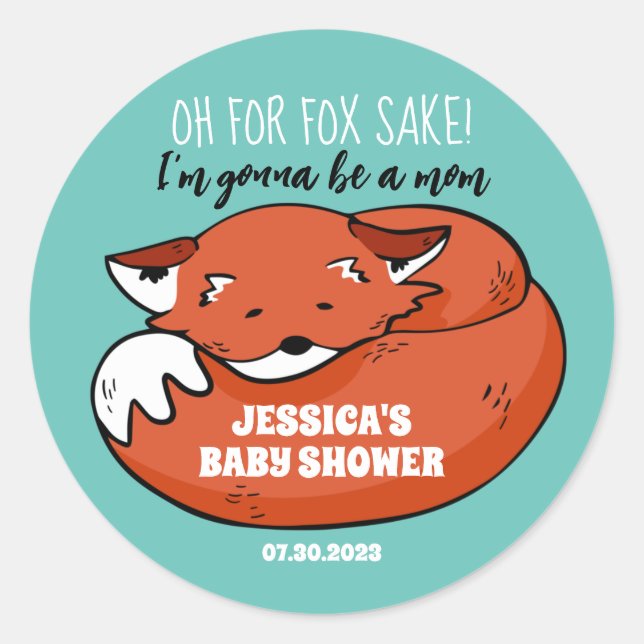 Niedliches Foxschlafen für Fox Sake Babydusche Runder Aufkleber (Vorderseite)