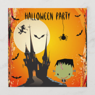 Niedliches Frankie & Castle Halloween-Party Einladung