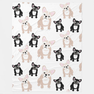 Niedliches französische Bulldoggefrenchies-Muster Fleecedecke