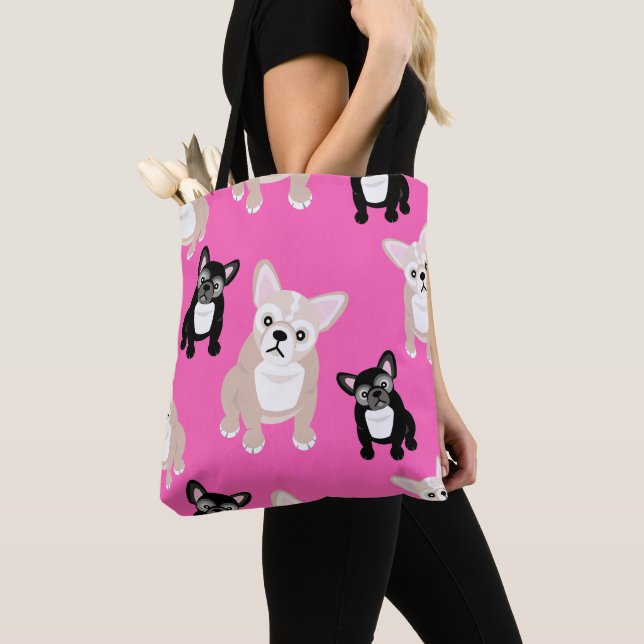Niedliches französische Bulldoggefrenchies-Muster Tasche (Von Nahem)