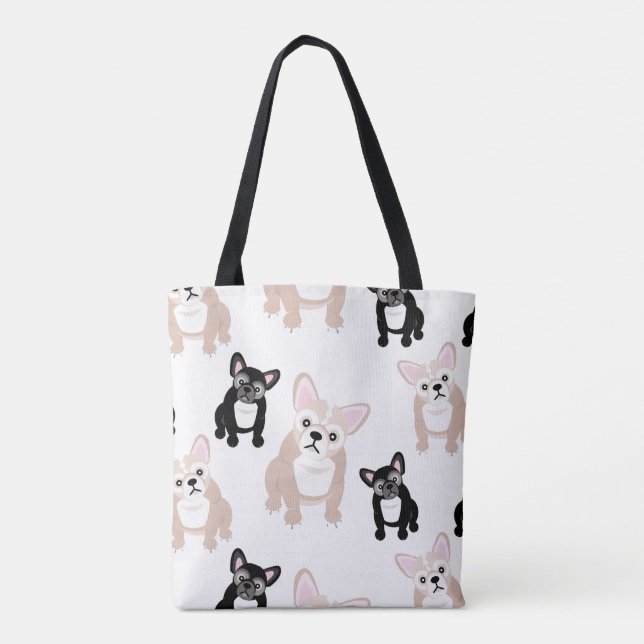 Niedliches französische Bulldoggefrenchies-Muster Tasche (Rückseite)