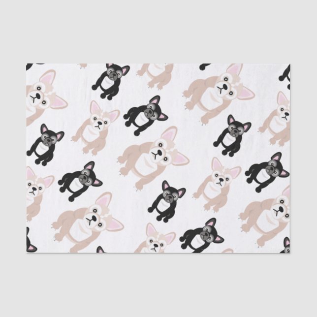 Niedliches französische Bulldoggen-Muster Seidenpapier (Vorderseite)