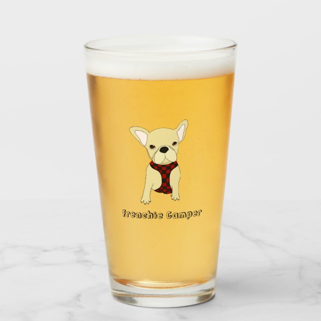 Niedliches französisches Bulldog-Campingglas Glas (Vorne (Gefüllt))