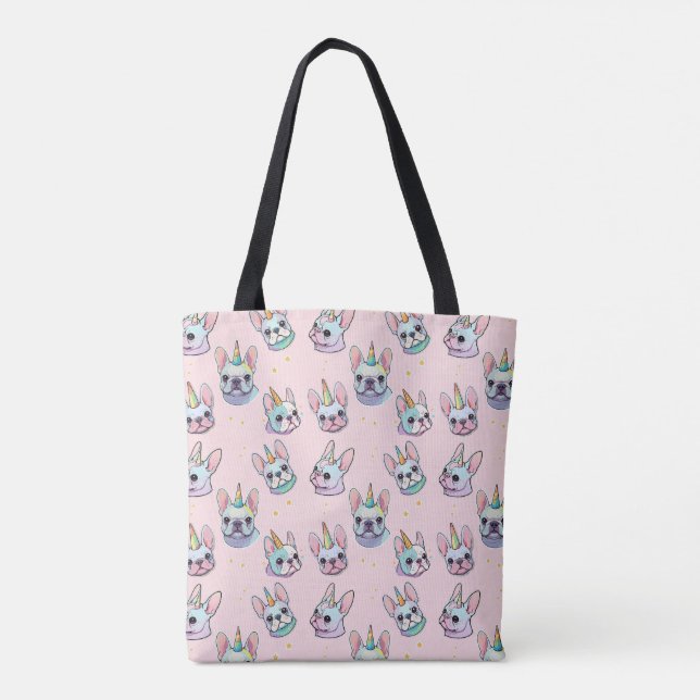 Niedliches französisches Bulldog Einicorn-Muster Tasche (Rückseite)