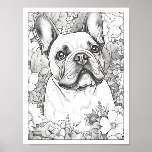 Niedliches Französisches Bulldog-Farbenposter Poster (Vorne)