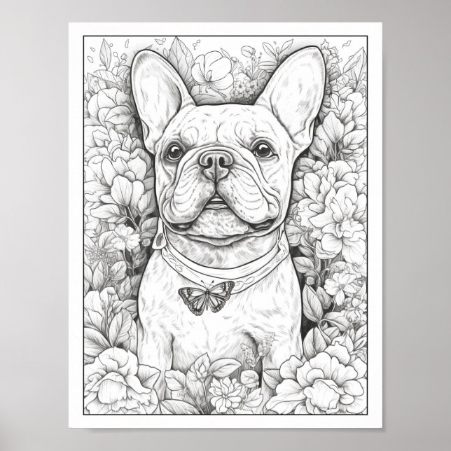 Niedliches Französisches Bulldog-Farbenposter Poster (Vorne)