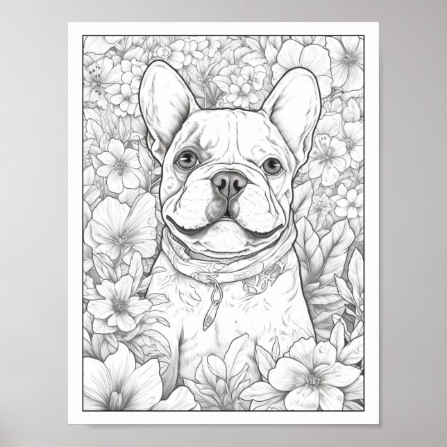 Niedliches Französisches Bulldog-Farbenposter Poster (Vorne)