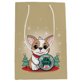 Niedliches französisches Bulldog Funny Happy New Y Mittlere Geschenktüte