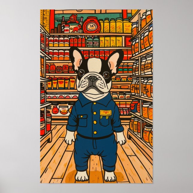 Niedliches französisches Bulldog-hartes Poster (Vorne)