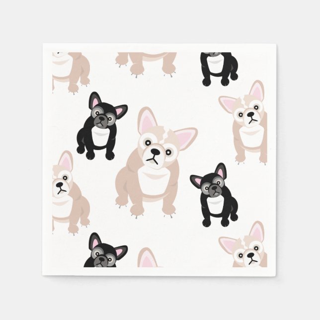 Niedliches Französisches Bulldog-Muster Serviette (Vorderseite)