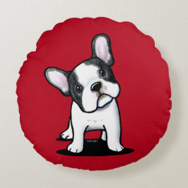 Niedliches französisches Bulldog-Rundkissen Rundes Kissen