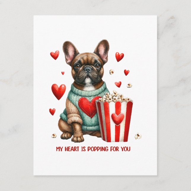 Niedliches französisches Bulldog-Valentinstag Begleitkarte (Vorderseite)