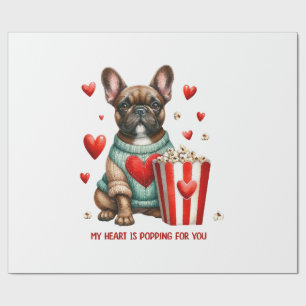 Niedliches französisches Bulldog-Valentinstag Geschenkpapier
