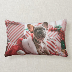 "Niedliches französisches Bulldog-Weihnachtskisse Lendenkissen