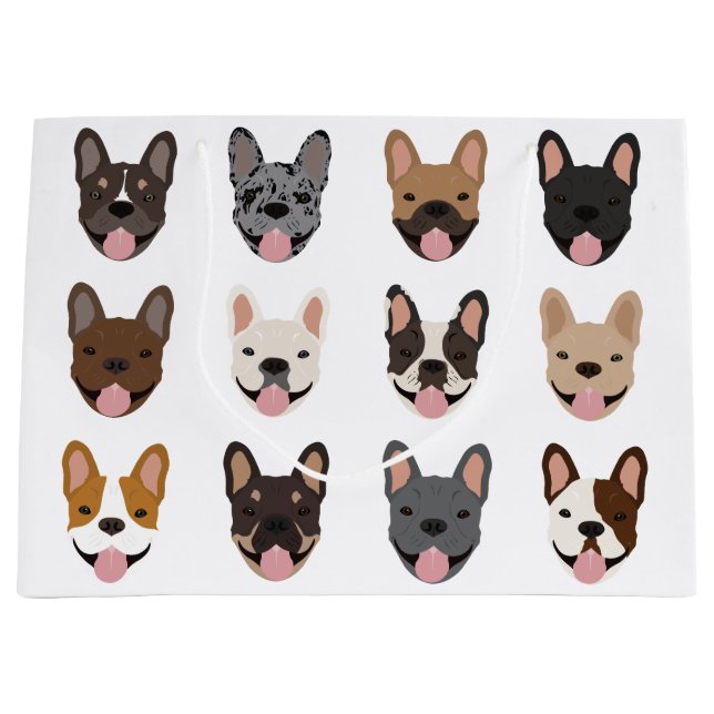Niedliches französisches Bulldoggeflecht Große Geschenktüte (Vorderseite)
