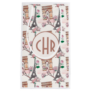 Niedliches französisches Theme Monogram   Frankrei Kleine Geschenktüte