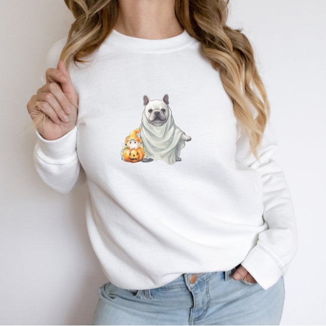 Niedliches French Bulldog Ghost Pumpkin Halloween Sweatshirt (Von Creator hochgeladen)