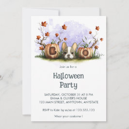 Niedliches French Bulldog Puppy Halloween-Party Einladung