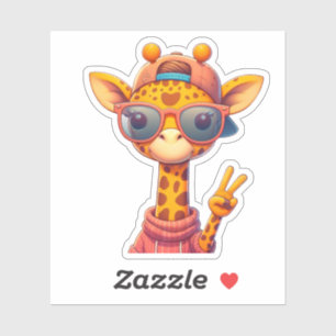 Niedliches Friedenszeichen Giraffe Aufkleber
