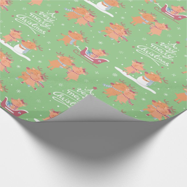 Niedliches Frohe Weihnachtswackelpapier Geschenkpapier (Ecke)