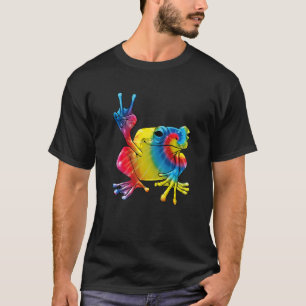 Niedliches Frosch Friedenszeichen für Männer Amphi T-Shirt