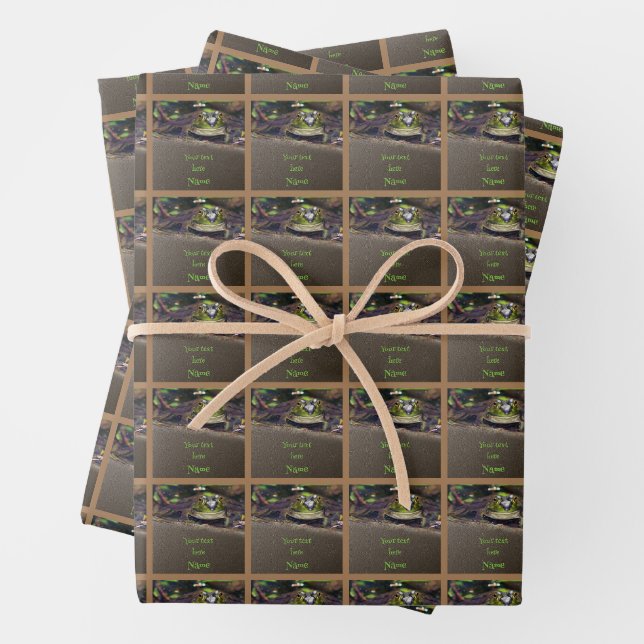 Niedliches Froschgesicht Tier Personalisiert Geschenkpapier Set (Beispiel)