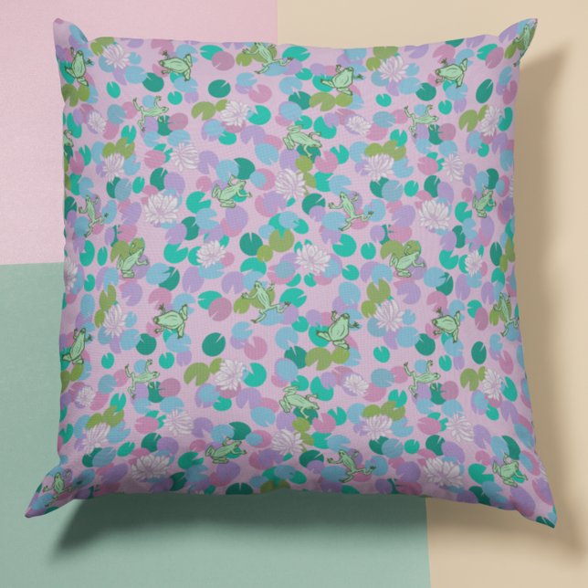 Niedliches Froschkissen mit rosa Hintergrund Kissen (Von Creator hochgeladen)