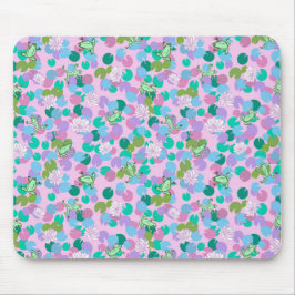 Niedliches Froschkunstmauspad mit rosa Hintergrund Mousepad