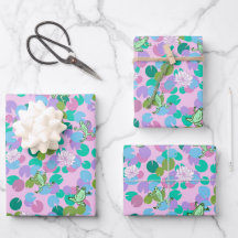 Niedliches Froschkunstpapier mit rosa Hintergrund