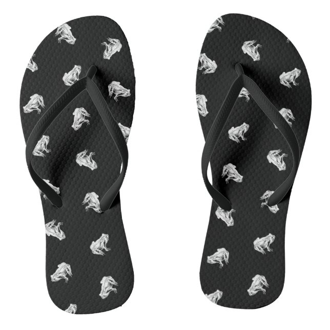 Niedliches Froschmuster Frosch Art Design Schwarz Flip Flops (Fußbett)